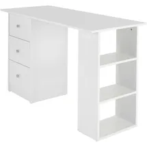 ML-Design Schreibtisch mit Schubladen und 3 Aufbewahrungsregale, Stauraum, Weiß, 120x49x72 cm
