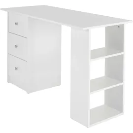 ML-Design Schreibtisch mit Schubladen und 3 Aufbewahrungsregale, Stauraum, Weiß, 120x49x72 cm