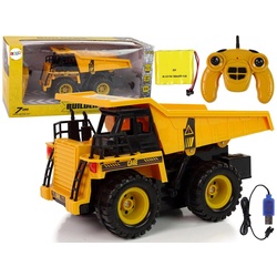 LEAN Toys Spielzeug-Auto Kipper Baustelle Fahrzeug Licht Sound Effekte Baumaschine Spielzeug gelb