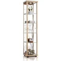 K-Möbel Glasvitrine Buche, Glas, 4 Fächer, Rechteckig, 37x176x33 cm,