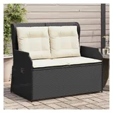vidaXL Gartenbank Verstellbar mit Kissen Schwarz Poly Rattan