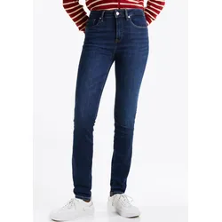 Skinny-fit-Jeans TOMMY HILFIGER "HERITAGE COMO SKINNY RW", Damen, Gr. 27, Länge 34, blau (nos dunkelblau), Denim/Jeans, Obermaterial: 95% Baumwolle, 4% Elastomultiester, 1% Elasthan, unifarben, casual, skinny fit lang, Jeans, mit Tommy Hilfiger Logo-Badge