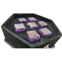 Amethyst D6 Counter-Würfel - 7 Stück im Set + kostenlos passendes Etui