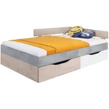 Deine Möbel 24 Jugendbett SIMON 120 x 200 cm Eiche grau weiß