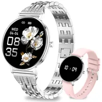 Fitoncloud Smartwatch Damen (8mm Ultradünn),1,32" Always-On Display Smart Watches mit 7 Tage Akkulaufzeit,Schrittzähler Pulsuhr SpO2 Schlaftracker,100+ Sportmodi,IP68 Fitnessuhr für Android iOS Silber