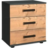 WIMEX Nachttisch, Graphit, Holz, 3 Schubladen, Rechteckig, 52x58x38 cm, Schlafzimmer, Nachttische