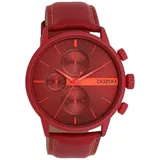 Oozoo Herrenuhr C11226 Rot-Orangerot Lederband 45 mm - rot