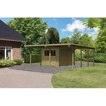 Karibu Doppelcarport Eco 5,27 x 5,76 m grün inkl. Abstellraum