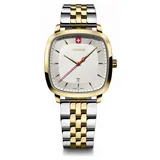 Wenger Herren Armbanduhr Vintage Classic Ø 37 mm, Swiss Made, Analog Quarz, Wasserdicht bis 50 m, Edelstahl-Armband, Silber/Gold, 01.1921.104