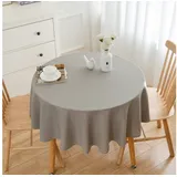 Simurq Tischdecke Wasserabweisend, Leinenoptik Tischdecke Abwaschbar - Lotuseffekt (Pflegeleicht & fleckenabweisend Tischdecken, Tischdecke Rund - Tischtuch Table Cloth) grau Rund | 140 cm x 140 cm