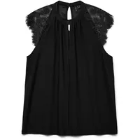 Vero Moda Vmmilla Sl Lace Tee Ga Noos Top, Schwarz, S