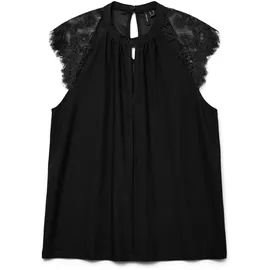 Vero Moda Vmmilla Sl Lace Tee Ga Noos Top, Schwarz, S