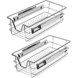 Jopassy Teleskopschublade 30cm Küchenschublade, Schrankauszug,Küchenschrank Auszug Nachrüsten,Küchenschubladen aus Metall Einbauschublade für Spülschrank,Schrank Schubladen Ausziehbar 2Stück