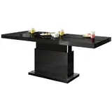 designimpex Couchtisch Matera Lux H-333 Schwarz Hochglanz höhenverstellbar ausziehbar Tisch schwarz