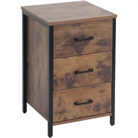 Relaxdays Nachtschrank 3 Schubladen 60 x 40 x 40 cm Braun/Schwarz