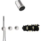 Herzbach MODUL7 Duschsystem T-SP3 mit Thermostat Edelstahl matt gebürstet 70.702721.1.09