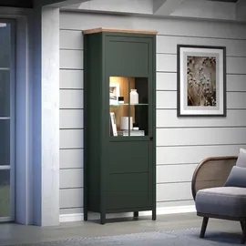 trendteam Vitrine Stanton 69 x 39 x 198 cm Tannengrün/Eiche