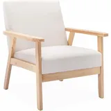 sweeek Sessel Skandinavisch Polyester 70 x 80 x 80 cm Creme mit Rollen