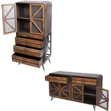 Mendler Wohnzimmer-Set HWC-F91, Sideboard Kommode Highboard Hochschrank, Industrial Tanne Holz Metall, braun-schwarz