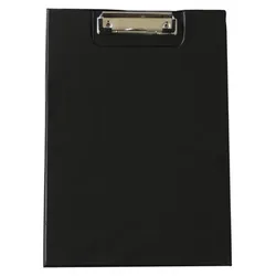 Klemmbrettmappe / Schreibmappe  A4 economy Graupappe, PVC-Folien Überzug, Drahtbügelklemme, Vorderdeckel, leinengeprägt, Farbe: schwarz - 1 Stück