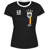 MoonWorks® Damen Fan-Shirt Fußball Retro Deutschland Germany Weltmeisterschaft Fan-Trikot Style WM 2026 Schwarz-Weiss XL - XL