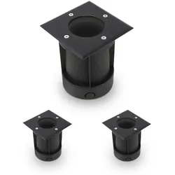 LED Bodeneinbaustrahler Schwarz eckig 230V IP67 - Leuchtmittel: Ohne - Anzahl: 3...