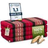 Klappmatratze Faltmatratze 80 cm (Classic) - 200x80x8cm, livasia, 8 cm hoch, Kapok, vegan, handgefertigt rot