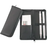 Alassio 2603 - Schreibgeräteetui aus echtem Leder, Etui in schwarz, Stiftetui ca. 15 x 6,5 x 2 cm, Lederetui für 3 Stifte