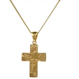 HOPLO Kreuzanhänger Anhänger Kreuz mit massiver Goldkette 1,1 mm 333-8 Karat Gold, Made in Germany 45 cm