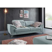 2,5-Sitzer SIT & MORE "Percy", blau (aqua), B:207cm T:112cm, Sofas, 12 cm Fußhöhe, Sitztiefenverstellung, wahlweise Kopfteilverstellung