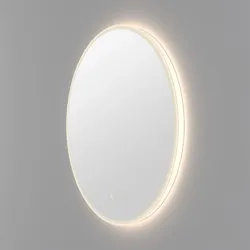 Badspiegel LOEVSCHALL "Atlas Rund, Badezimmerspiegel mit LED Beleuchtung, Lichtspiegel", silber, B:85cm H:85cm T:3,5cm, Spiegel, Touchpanel für Lichtsteuerung, Verstellbarer Spiegel, Dänisches Design