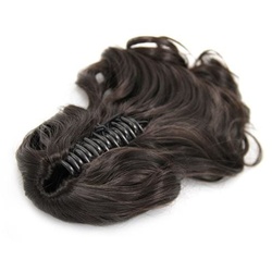 Fashiongirl Pferdeschwanz Haar Extensions m/ Spange #2 Dunkelbraun - Gelockt Haarextensions   Schwarz 