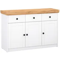 Homestyle4u Sideboard 122,5 x 82 x 42 cm Weiß / Eiche