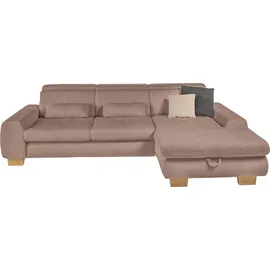 Set One by Musterring Ecksofa, rosa (rose), SET ONE BY MUSTERRING, Sofas, B/H/T: 307cm x 86cm x 195cm, Cord, Ottomane rechts, Sitzhöhe 49cm,Sitztiefenverstellung im 3-Sitzer,ohne Kopfteilverstellung,ohne Bettfunktion,ohne Bettkasten, 88% Polyester;12% Polyamid, Ecksofa, whlw.