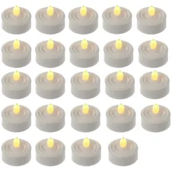 LED Teelichter flackernd flammenlos inkl. Batterien Timer D: 3,6cm weiß 24er Set
