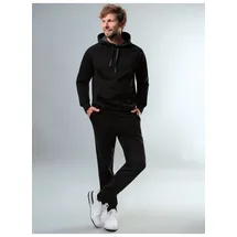 TRIGEMA Jogginganzug "TRIGEMA Jogginganzug aus Biobaumwolle", Herren, Gr. XL, schwarz, 75% Baumwolle (Biobaumwolle kbA), 25% Baumwolle (recycelt), casual, Sportanzüge