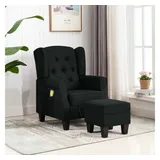 vidaXL Massagesessel mit Hocker Schwarz Stoff