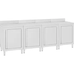 DELUKE® Edelstahl Arbeitsschrank mit Aufkantung LEDO 240x60x96cm, Mit Staufach, Edelstahl Gastro-Arbeitstisch Arbeitsfläche Gastro-Küchenschrank