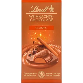 Lindt Weihnachtschocolade Classic mit Zimt und Koriander 100g 4er Pack