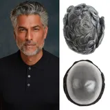 Herren Toupet Haar System für Männer 0,02-0,03mm Ultra-Dünne Haut 100% echtes Echthaar Toupet für Männer Licht mittlere Dichte Haarteil Basisgröße 8x10 Zoll (1B65#)
