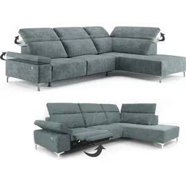 VitaliSpa Ecksofa Loungesofa Boxspringsofa James, Grau Relaxfunktion 301x86 cm Rechte Ecke,