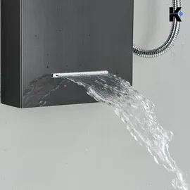 klarwerk BERND | Premium Duschpaneel Regendusche Edelstahl | Schwarz matt Massagedusche Duschsystem | Mischbatterie Duscharmatur Duschsystem