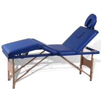 VidaXL Massageliege Klappbar 4-Zonen mit Holzgestell Blau