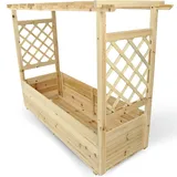 holz4home® holz4home Pflanzkasten mit Dach aus Tannenholz inkl. Vlieseinlage XL