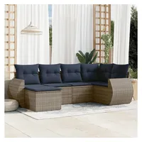 vidaXL Gartensofa-Set 6-tlg. grau Polyrattan