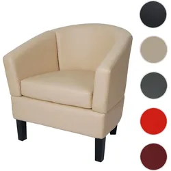 Lounge-Sessel HWC-O17, Sessel Clubsessel Cocktailsessel, FSC¬Æ-zertifiziert Kunstleder ~ creme