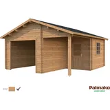 Palmako AS Blockbohlen-Garage, BxT: 510 x 550 cm (Außenmaße), Holz - braun