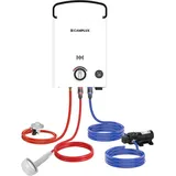 First Serie Gas-wassererwärmer 5l/min, Propan-/butangas-durchlauferhitzer Led-display - F5 Pro - Butan (28-30 Mbar)/propan (37 Mbar) - Mit Wasserpumpe - Camplux