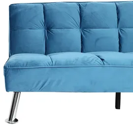 Mendler Sofa HWC-K21, Klappsofa Couch Schlafsofa, Nosagfederung Schlaffunktion Liegefläche 181x107cm ~ Samt, blau