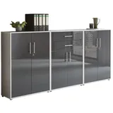 BMG Möbel Aktenschrank Tabor (Set 15, Büroschrank abschließbar mit Metallgriffen) Made in Germany grau